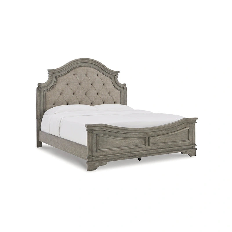 Letto a pannelli grigio antico