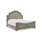 Letto a pannelli grigio antico