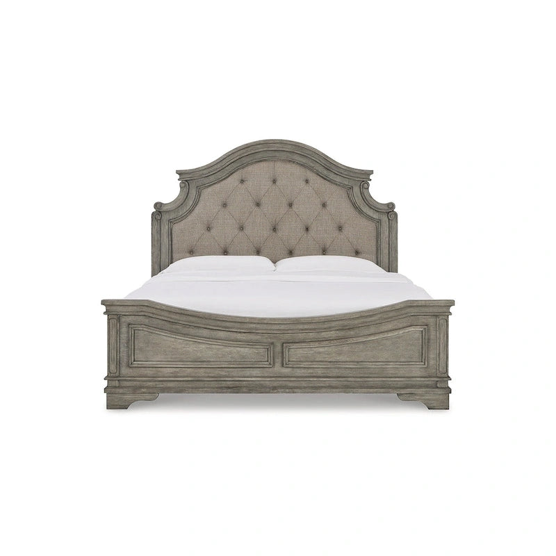 Letto a pannelli grigio antico