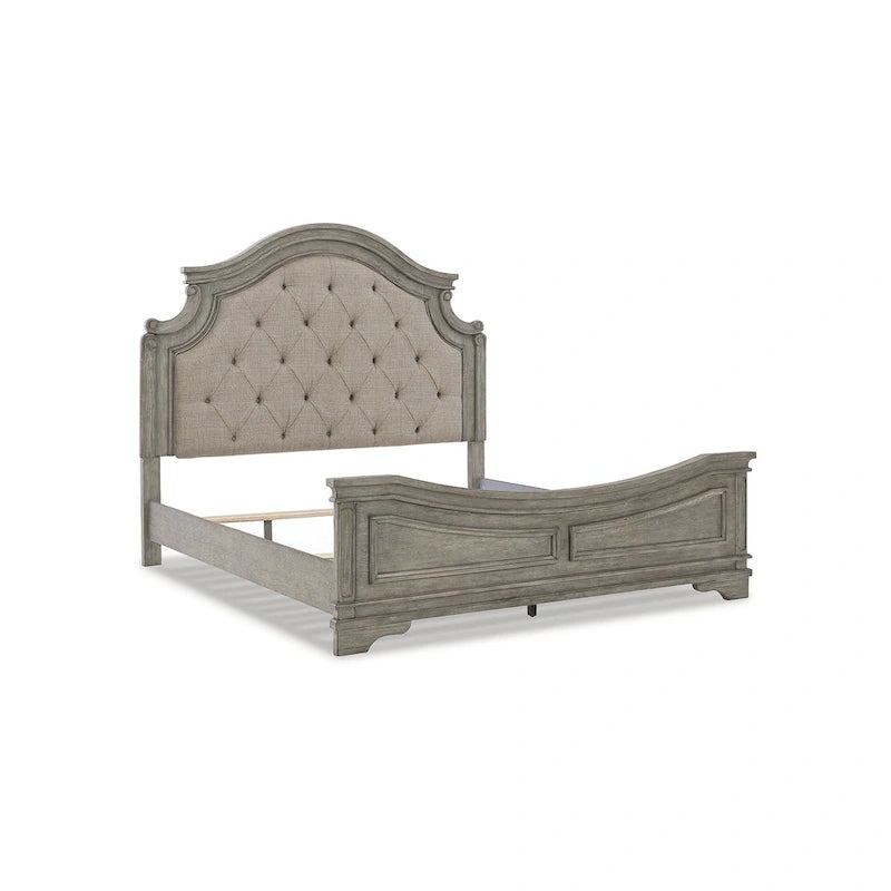 Letto a pannelli grigio antico