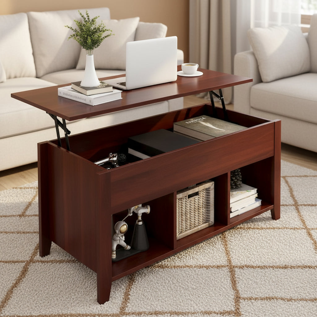 C ostway Lift Top Coffee Table with Hidden Compartment and - See Details
