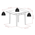 Tavolo da pranzo con doppia anta a ribalta, Noce - 41.73L x 30.55P x 29.13A