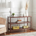  Francina Dark Brown/ Gold 2-Shelf Console Table - 42 W x 15.8 L x 29 H - 42Wx16Dx29H