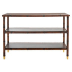 Marrone Scuro/Oro Tavolo Consolle a 2 Ripiani - 42 L x 15,8 P x 29 H - 42Lx16Px29H