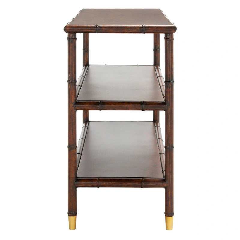 Marrone Scuro/Oro Tavolo Consolle a 2 Ripiani - 42 L x 15,8 P x 29 H - 42Lx16Px29H