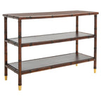 Marrone Scuro/Oro Tavolo Consolle a 2 Ripiani - 42 L x 15,8 P x 29 H - 42Lx16Px29H