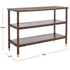 Marrone Scuro/Oro Tavolo Consolle a 2 Ripiani - 42 L x 15,8 P x 29 H - 42Lx16Px29H