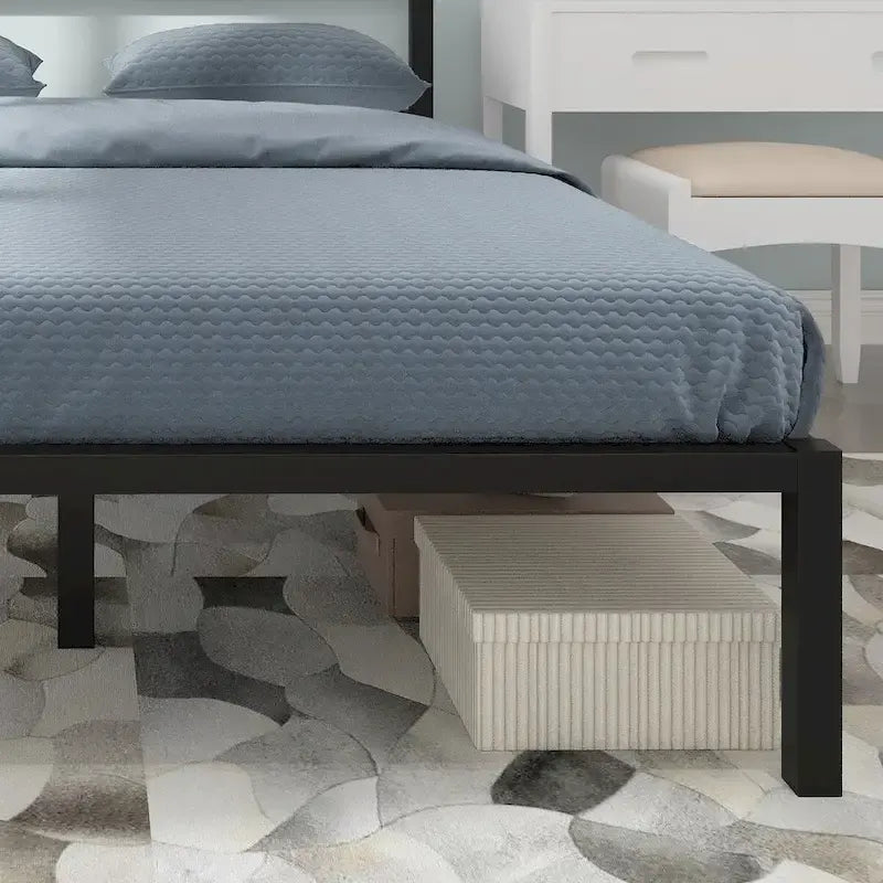 Telaio letto a piattaforma in metallo con testiera