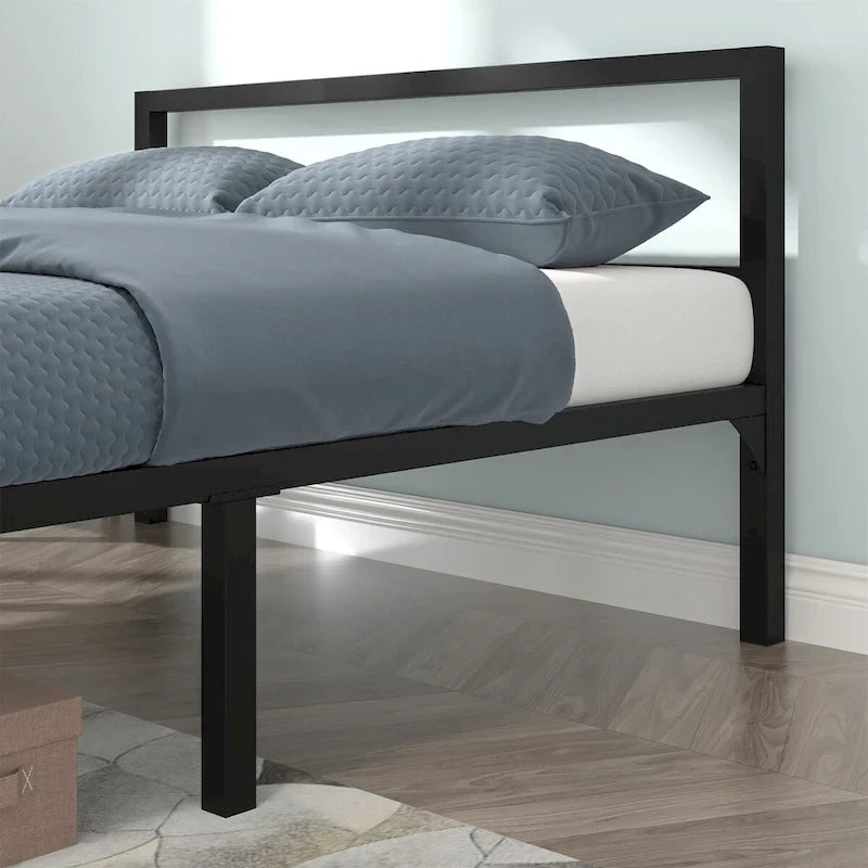 Telaio letto a piattaforma in metallo con testiera