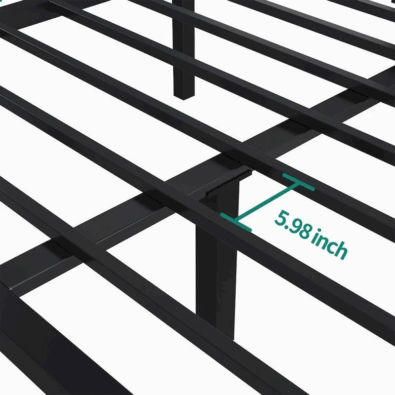 Telaio letto a piattaforma in metallo con testiera