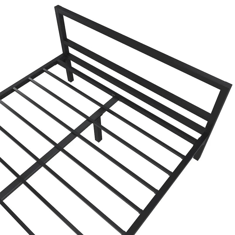 Telaio letto a piattaforma in metallo con testiera