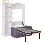 Letto a parete a scomparsa di dimensioni singole con divano, con mensole, bianco