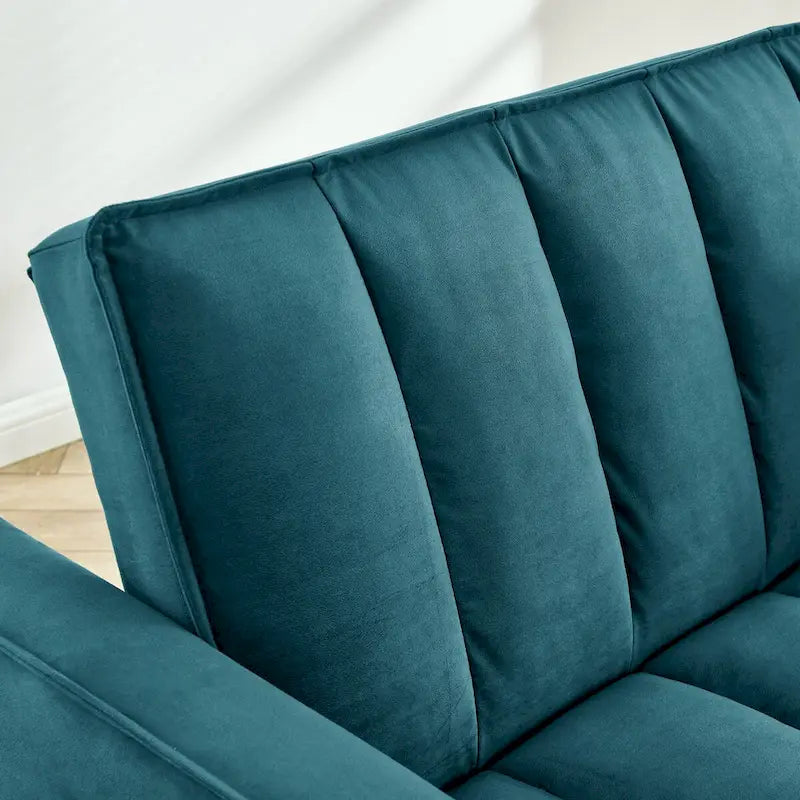 Divano Moderno in Velluto a Due Posti con Letto Estraibile, Divano Letto Convertibile 3 in 1 per Soggiorno