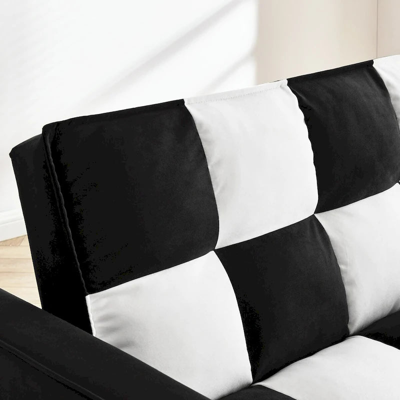Divano Moderno in Velluto a Due Posti con Letto Estraibile, Divano Letto Convertibile 3 in 1 per Soggiorno