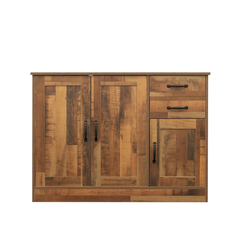 Madia moderna in legno, credenza con 3 ante e 2 cassetti