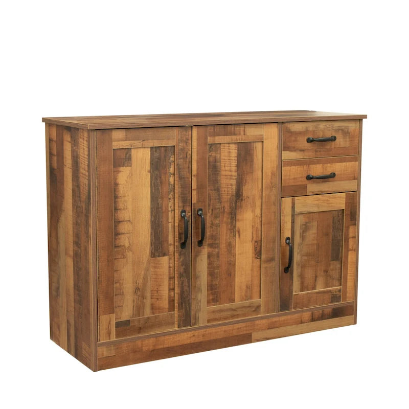 Madia moderna in legno, credenza con 3 ante e 2 cassetti