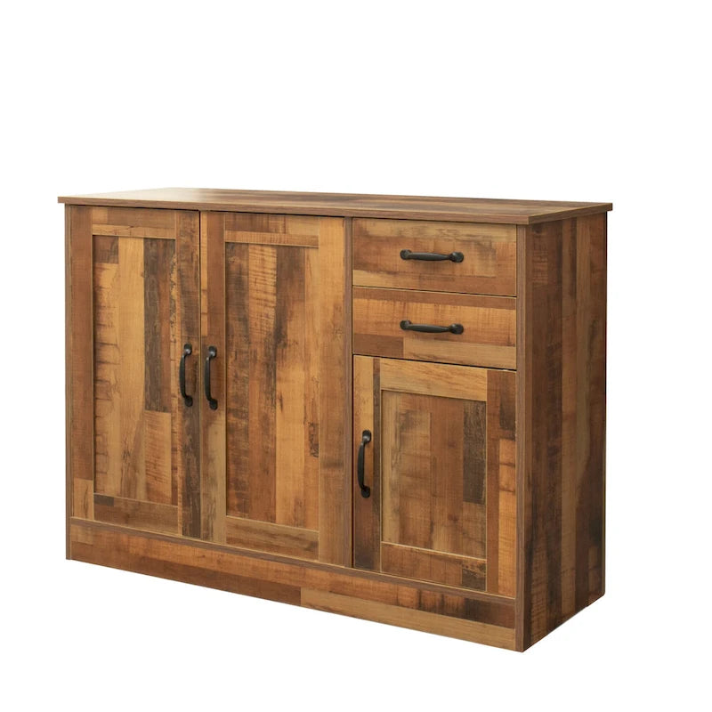 Madia moderna in legno, credenza con 3 ante e 2 cassetti