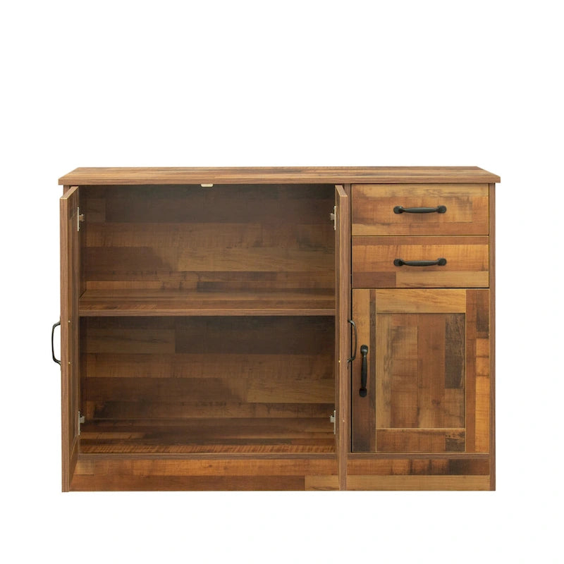 Madia moderna in legno, credenza con 3 ante e 2 cassetti