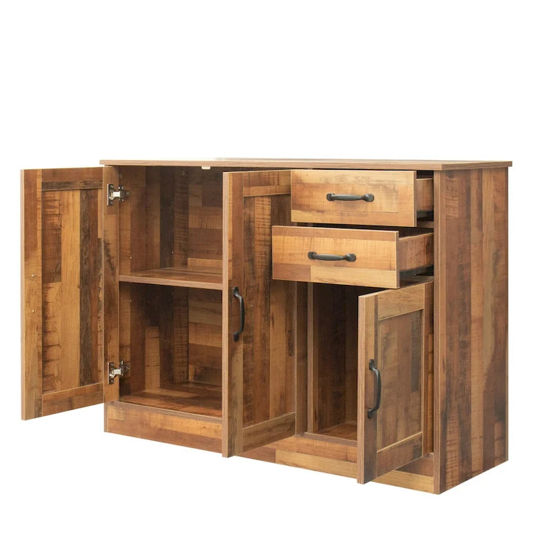Madia moderna in legno, credenza con 3 ante e 2 cassetti