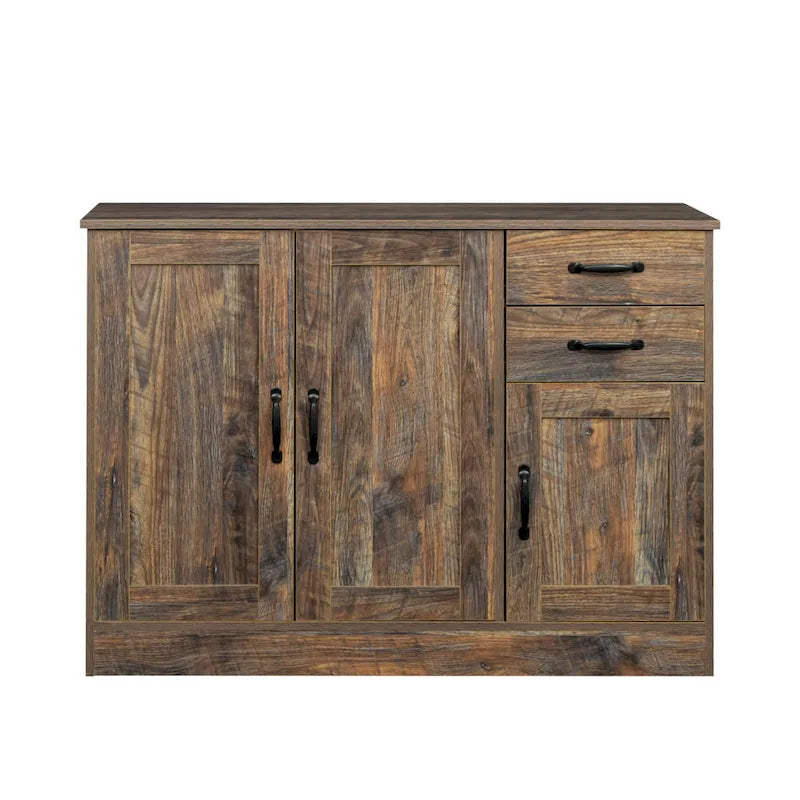 Madia moderna in legno, credenza con 3 ante e 2 cassetti