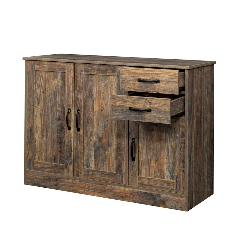 Madia moderna in legno, credenza con 3 ante e 2 cassetti
