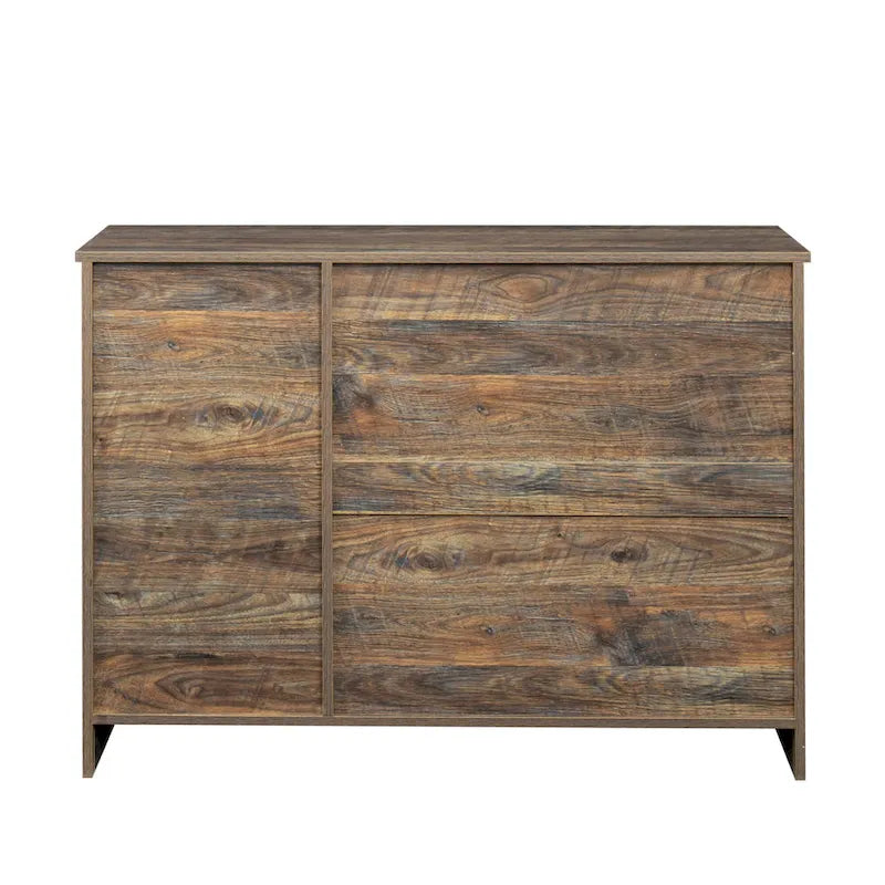 Madia moderna in legno, credenza con 3 ante e 2 cassetti