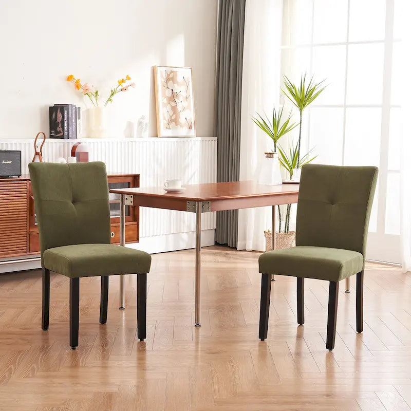 Set di 2 sedie da pranzo laterali imbottite in tessuto con schienale trapuntato dal design semplice e moderno