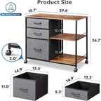 Cassettiera Portadocumenti a 3 Cassetti - 15,75P x 29,53L x 26,77H