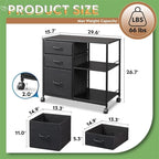 Cassettiera Portadocumenti a 3 Cassetti - 15,75P x 29,53L x 26,77H