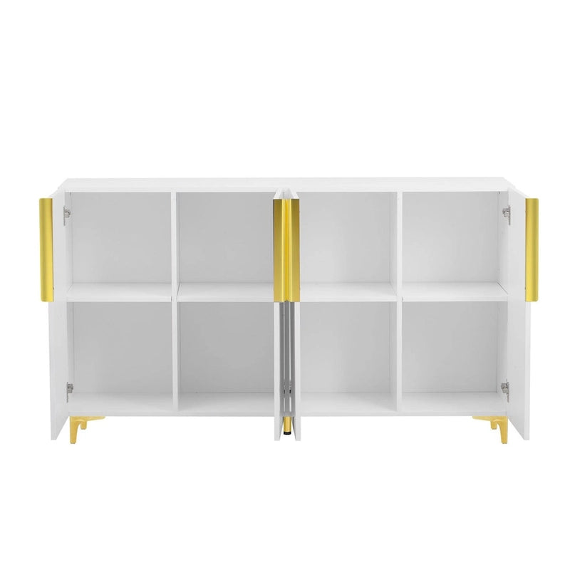 Credenza contenitore di lusso leggera, con finitura lucida e ripiani regolabili