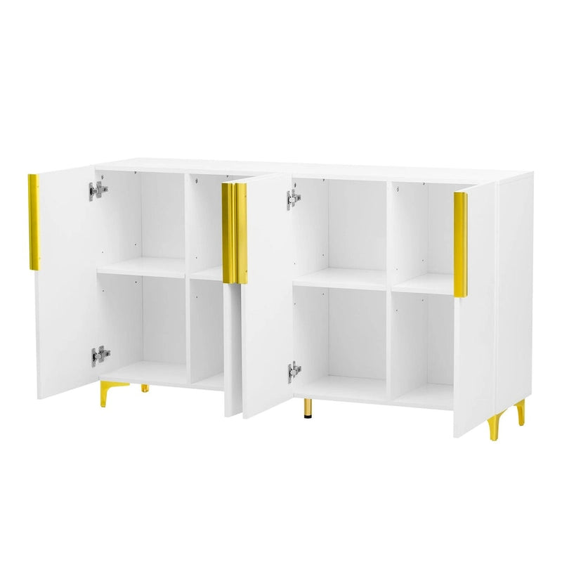 Credenza contenitore di lusso leggera, con finitura lucida e ripiani regolabili