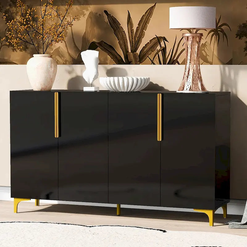 Credenza contenitore di lusso leggera, con finitura lucida e ripiani regolabili