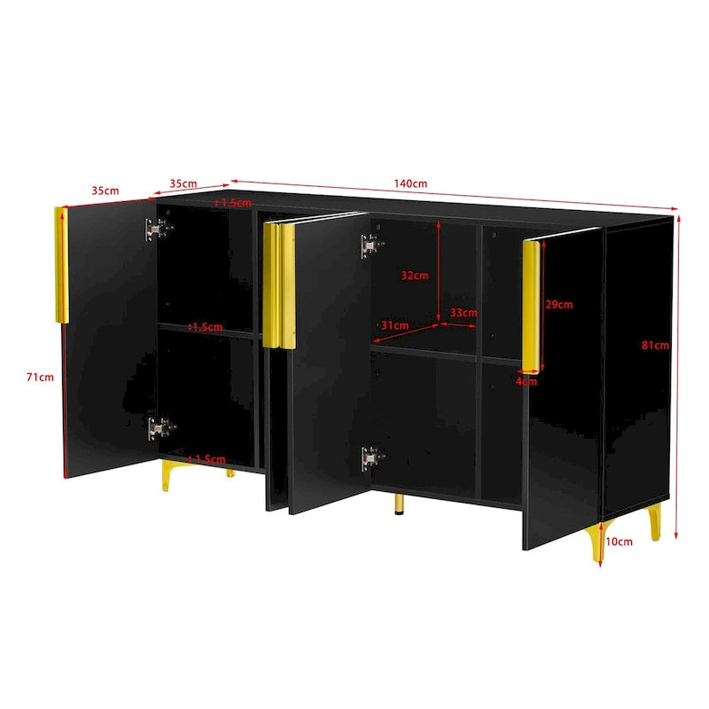 Credenza contenitore di lusso leggera, con finitura lucida e ripiani regolabili