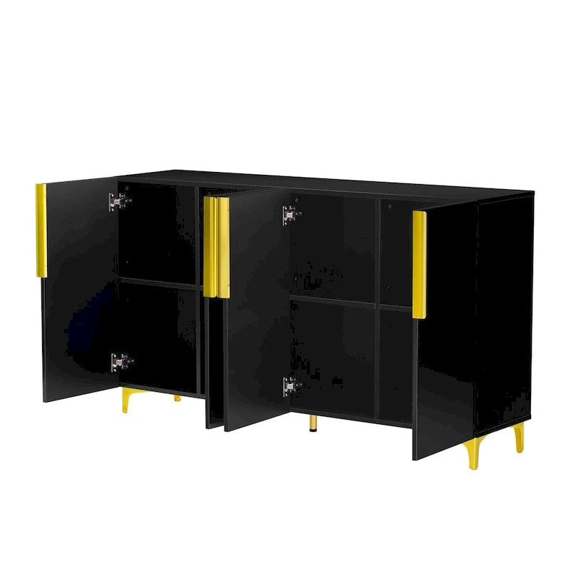 Credenza contenitore di lusso leggera, con finitura lucida e ripiani regolabili
